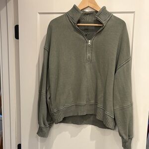Cozy Aerie Green Quarter-Zip Sweatshirt